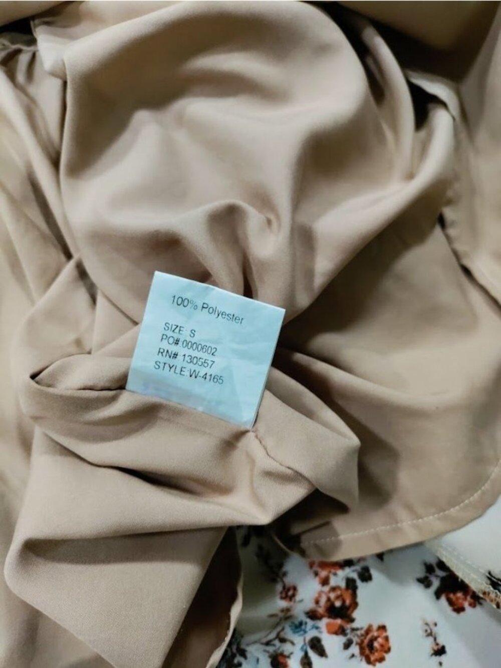 Begonia Puff Long Sleeve High Neck Floral Print Hi-Low Dress Beige Womens Small - Picture 16 of 16